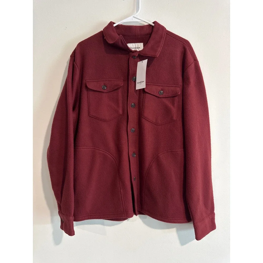 Goodfellow & Co Fleece Jacket Shirt Maroon New Mens Shacket medium Outdoor